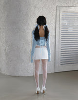 corset ribbon double-sided T-shirt
