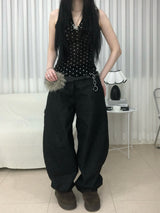 Stud Cross Wide Denim Pants