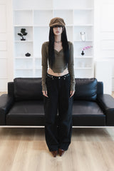 [Sepia] Stud cotton pants
