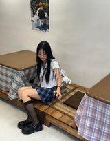チェックリボンギークシフォンミニスカート