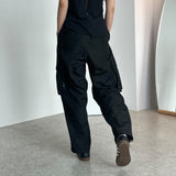 FRONT ZIP CARGO PANTS BLACK
