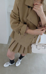 リストハイネックダブルトレンチショートコート (3COLORS!)