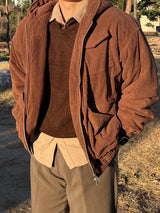 Corduroy Hood Padded Jacket