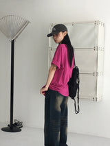 Rosen Washed Denim Long Wide Pants