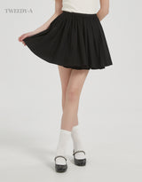 Lacey cotton shirring wrap mini skirt black