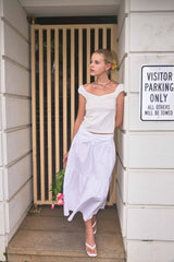 OFF SHOULDER SHIRRING TOP / IVORY