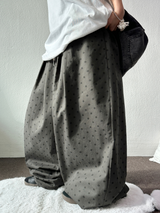 5000SOLD DOT-PATTERN 2PINTITUCK BALLOON PANTS🤎🍰🖤💚4COLOR