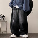 Nad side pin tuck snap wide denim pants