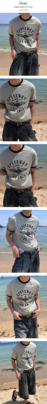 [S/S] コットンプリントリンガーハーフTシャツs(3color)