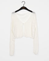 Bohi See-Through Mesh Knitwear Pearl One-Burton Cardigan