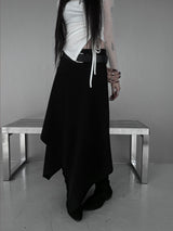 [set] belt shadow wrap skirt (2color)