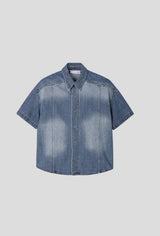 [MUSCLE FIT] Crop denim shirts(2color)
