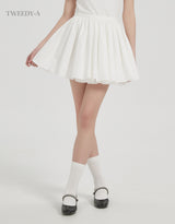 Lacey cotton shirring wrap mini skirt white