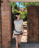 ボヘニアオフロールレースフリルトップ( belt set )