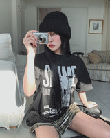 After printing loose fit short sleeves