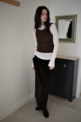 Corduroy maxi skirt, Dark brown