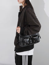 Cont Leather Pocket Shoulder Bag