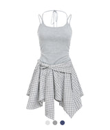 Aven Slim Sleeveless Check Wrap Dress
