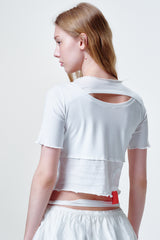 Cross cut top White