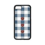 【MADE】Teddy button Check_Blue iPhone case [Glossy Glass/Basic] ｜Acrylic attachment case