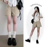 Amune half pintuck high waist short pants