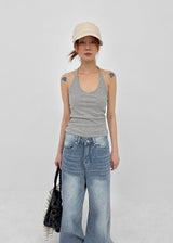 [MADE] Flote Halter String Sleeveless Top (Built-in Cap)