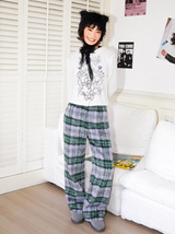 Plaid thickened woolen casual trousers