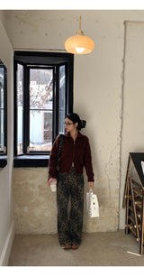 Leopard Cotton Wide Pants