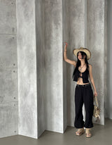 Ethnic Parts Black Wide Pants