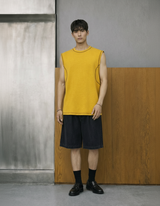 Contrast-Stitch Wide-Shoulder Tank