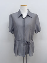 Chief Strap Pintuck See-through Short Sleeve Shirt