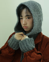 CROPPED HOODIE CARDIGAN - CHARCOAL