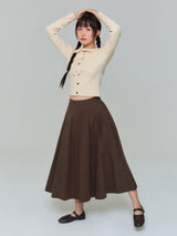 RIBBON BUTTON SILM KNIT - BUTTER