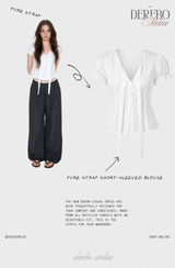 Pure strap short-sleeved blouse