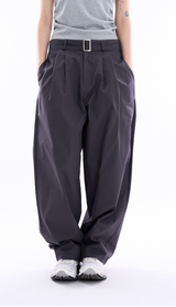 Carlyle belted pin-tuck wide chino pants