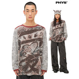 ニットプリント長袖Tシャツ