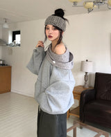 ミオ ドレープフード オフショルダー スウェットシャツ