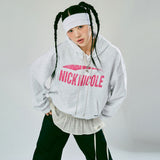 NICOLE CRACK BIG LOGO HOODY_MELANGE PINK