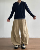 Rib Layered Henley Long Sleeve