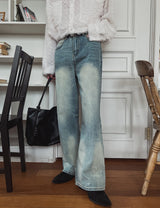 Marl flare denim pants
