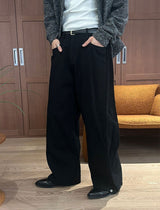 [Unisex] バックストラップワイドデニムパンツ(2color)