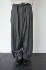 stripe belted slacks