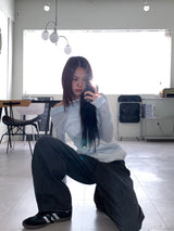 BLACK STRIPE WASHING DENIM PANTS