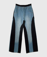 BICOLOR FRAY STRAIGHT PANTS