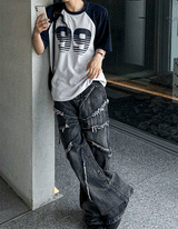 torando カットオフワイドデニムパンツ