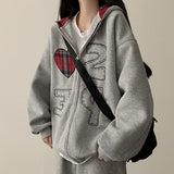 Pair Check Heart Hooded Zip-Up