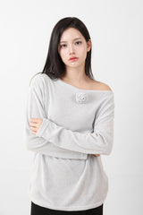 ルーズフィットコサージュニット MInt
