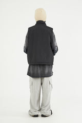 High-neck strap pocket padding vest