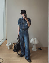 Ute Vintage Crop Short Sleeve Denim Jacket