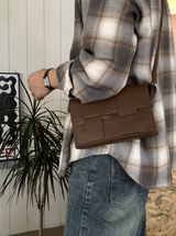 Stove Square Shaped Leather Crossbody Bag